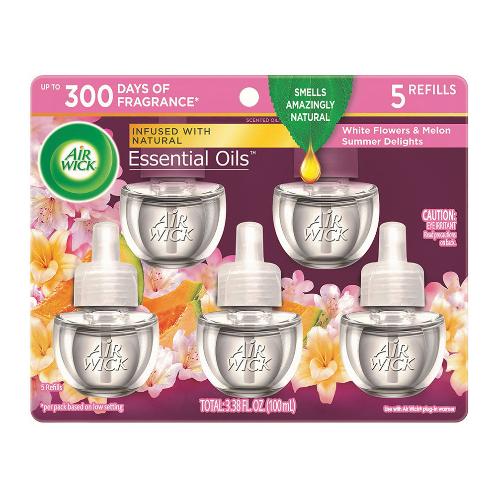 Air Wick Plug in Scented Oil Refill, Summer Delights Air Freshener Essential Oils, 5 Ct